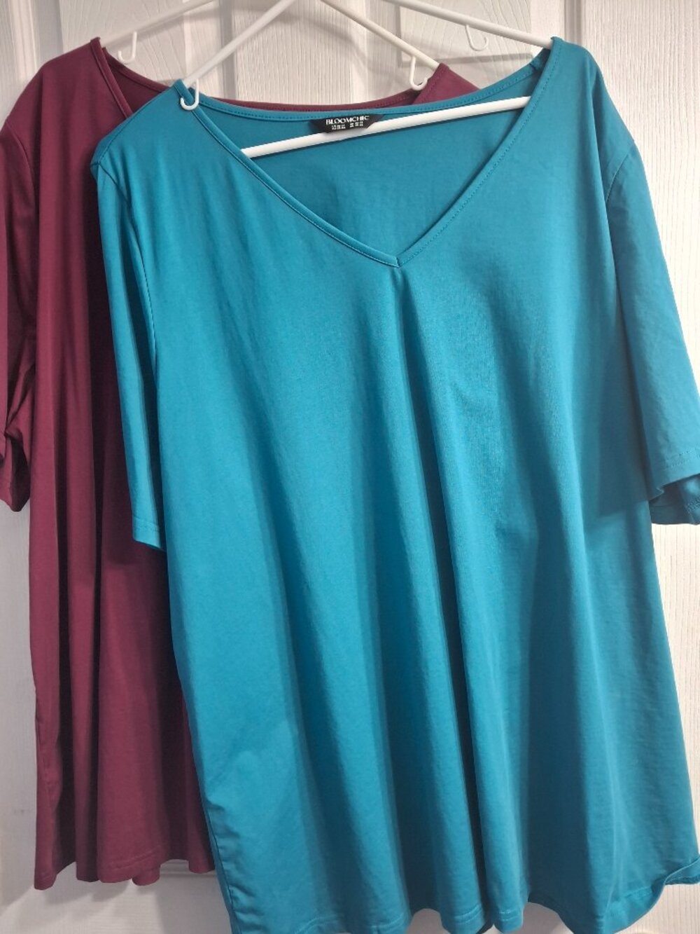 Bloom Chic Set of 2 Cotton V-neck Tops, Short Sleeve Tops, size 22-24